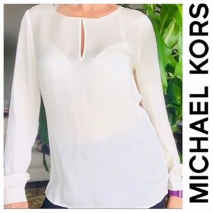 NWT MICHAEL KORS OFF WHITE SILK BLOUSE TOP